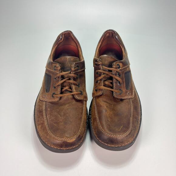 Clarks Unstructured UN Unnature Time Brown Leather Lace Up Shoes Men's Size 11.5 - Picture 3 of 11